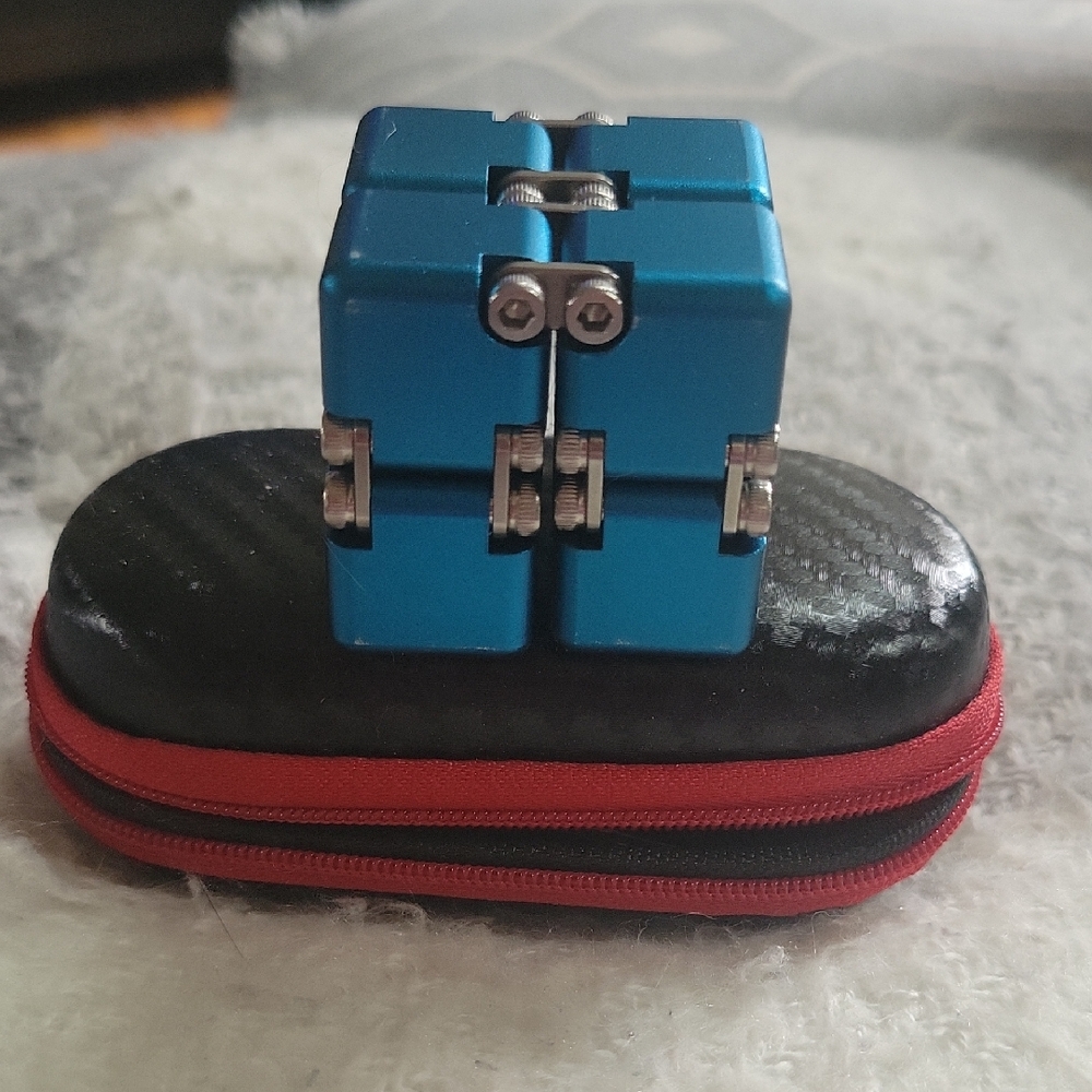 Blue Infinity Cube Fidget Toy With free Fidget Ball!!! See Pics